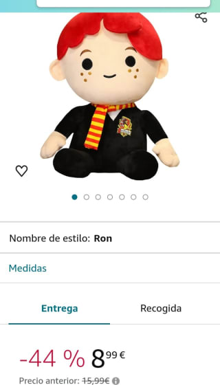 Peluche Harry Potter Ron 20cm por 8,99€.