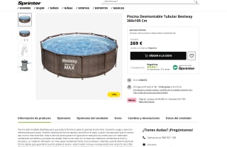 Piscina Desmontable Tubular marca Bestway medidas 366x100 Cm por 269€