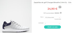 Zapatillas de golf para Mujer Under Armour Charged Breathe 2 Knit SL por 24.9€