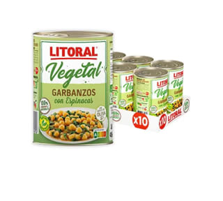 20 Litoral Vegetal Garbanzos con Espinacas Plato Preparado Sin Gluten 2 Pack de 10x425g por solo 27,17€
