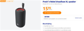 Fresh ’n Rebel draadloze XL speaker voor €15,95 bij Action