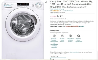 Candy Smart CS4 1272DE/1-S, Lavadora 7kg por 245,65€