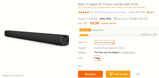 Xiaomi Redmi MDZ-34-DA soundbarvoor €39,99 bij TomTop