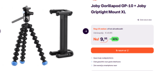 Joby Gorillapod GP-10 met een Joby Griptight Mount XL voor €9,95 bij iBOOD