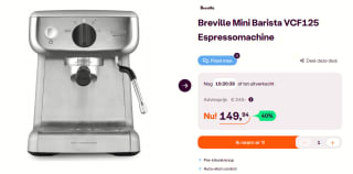 Breville Mini Barista Espressomachine voor €149,94 bij ibood