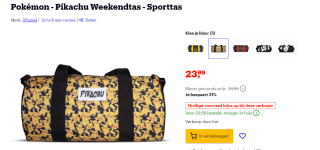 Pokémon: Pikachu AOP Duffle Bag voor €23,99 bij Bol