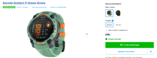 Garmin Instinct 3 45mm Groen voor €298 bij Coolblue