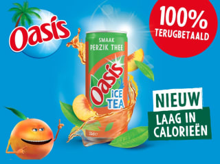 Gratis blikje Oasis Ice Tea perzik door 100% cashback