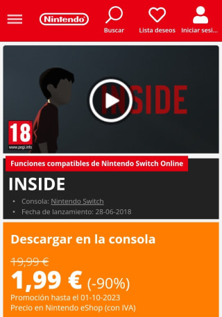 Inside Nintendo Switch por 1,99€.