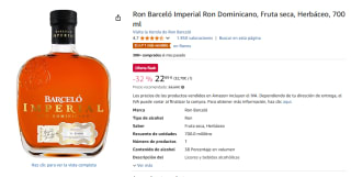 Ron Barceló Imperial Ron Dominicano, Fruta seca, Herbáceo, 700 ml por 22,89€