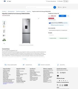 Combi No Frost Samsung clase D modelo RB34T632DSA con dispensador por 509,15€