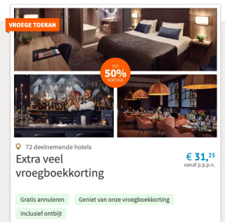 Tot wel 50%% vroegboekkorting tijdens de De Vroege Toekan weken bij Van der Valk