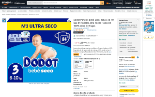 Dodot Pañales Bebé-Seco Talla 3 84 unidades por 16,85€