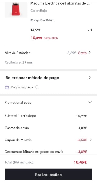 Create POPCORN MAKER Máquina Eléctrica de Palomitas de Maíz por 10,49€.