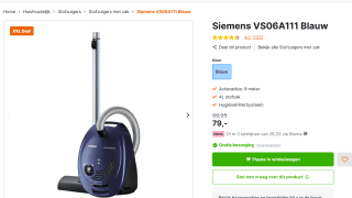 Siemens Synchropower VS06A111 Stofzuiger met zak voor €79 bij Expert