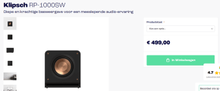 Klipsch RP-1000SW subwoofer voor €529 bij Smitsarnhem
