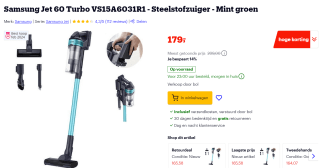 Samsung Jet 60 Turbo VS15A6031R1 - Steelstofzuiger voor €179 bij Bol.com
