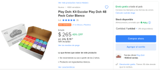 Play Doh: Kit Escolar Play Doh 48 Pack por $265 en Mercado Libre