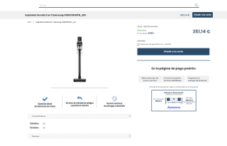 Aspirador Samsung jet 95 Cashback por 351,14€