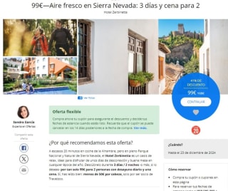 Escapada En Parque Nacional Sierra Nevada 3 días y cena para 2 por 99€.