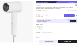 Xiaomi Mi Compact Hair Dryer H101 Blanco - Secador de pelo por 11.57€