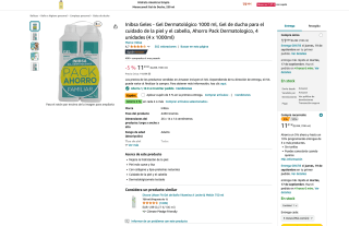 4 x 1000 ml Inibsa Geles Gel Dermatológico cuidado de la piel y el cabello por solo 9,27€