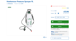 Hawksmoor Pressure Sprayer 9L - £13.98