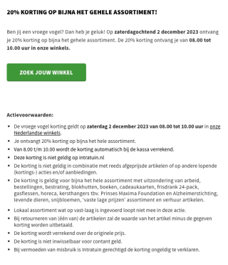 20% korting op bijna alles [2 december, vroege vogel voordeel]