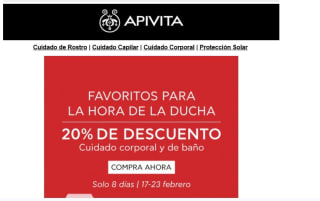 20% descuento en seleccionados desde apivita