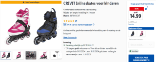 Crivit inline skates voor kids voor €14,99 bij Lidl