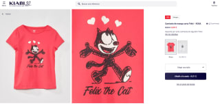 amiseta gato Félix con licencia rosa o blanca por 4€