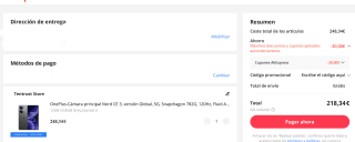 OnePlus Nord CE 3 Versión Global 5G 12GB/256GB por 218,34€