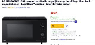 LG MJ3965BIB - 39L magnetron voor €198,18 bij Bol
