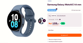 Samsung Galaxy Watch5 - Smartwatch heren en dames - 44 mm voor €159 bij Ibood
