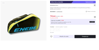 Paletero Enebe Response con Compartimentos para Palas y Bolsillos para Accesorios por 14.02€ (Cuenta Nueva 8.41€)