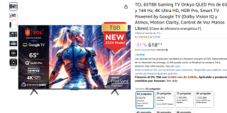 TCL 65T8B Gaming TV Onkyo QLED Pro de 65" y 144 Hz, 4K Ultra HD por 618,97€