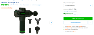 Tunturi MG50 massage gun met 4 opzetstukken en koffertje voor €75 bij Coolblue