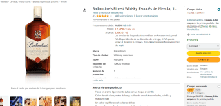 Ballantine's Finest Whisky Escocés de Mezcla, 1L por 12.30€