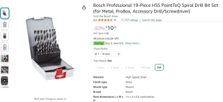 Bosch 19-delige ProBox metaal spiraalborenset voor €10,59 bij Amazon