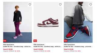 Diverse Nike Dunk sneakers vanaf €49,95 bij Zalando