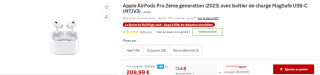 Écouteurs sans fil Apple Airpods Pro 2 2ème génération (2023) à 209,99€