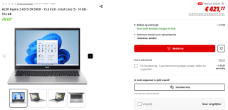 Acer Aspire 3 A315-59-59UR voor €421,77 bij Mediamarkt