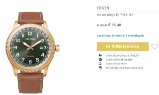 Citizen horloge met Eco-Drive voor €95,40 bij Siebeljuweliers