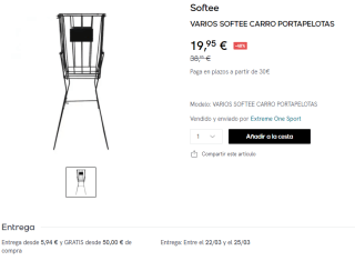 Carro porta pelotas Softee por 19,95€