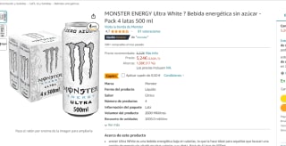 Pack x4 MONSTER ENERGY Ultra White 500ml por 4.74€