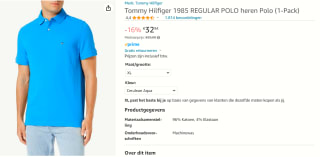 Tommy Hilfiger Heren Polo voor €32,94 bij Amazon
