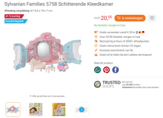 Sylvanian Families 5758 Schitterende Kleedkamer voor €20 bij Lobbes