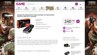 Gigabyte Radeon RX 7600 Gaming OC 8GB GDDR6 Tarjeta Grafica Gaming por 240,99€