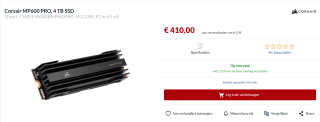 Corsair MP600 PRO, 4 TB SSD voor €410 bij Alternate