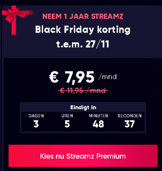 Streamz jaarabonnement aan €7,95 per maand